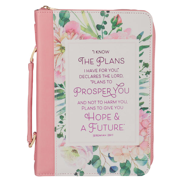 I Know the Plans I Have for You - Pink Floral: Faux Leather Bible Bag