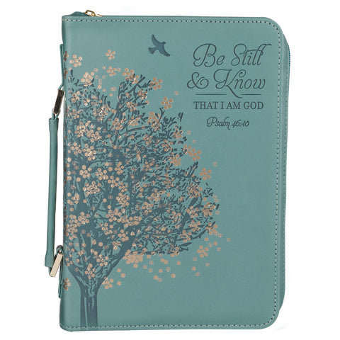 Be Still and Know That I Am God - Teal Faux Leather Bible Bag